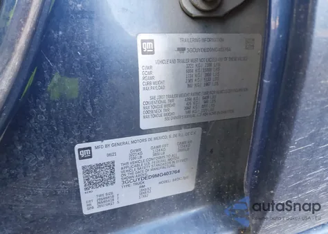 2021 Chevrolet Silverado 1500 4Wd Short Bed Lt z USA, uszkodzony, nr VIN 3GCUYDED9MG403764